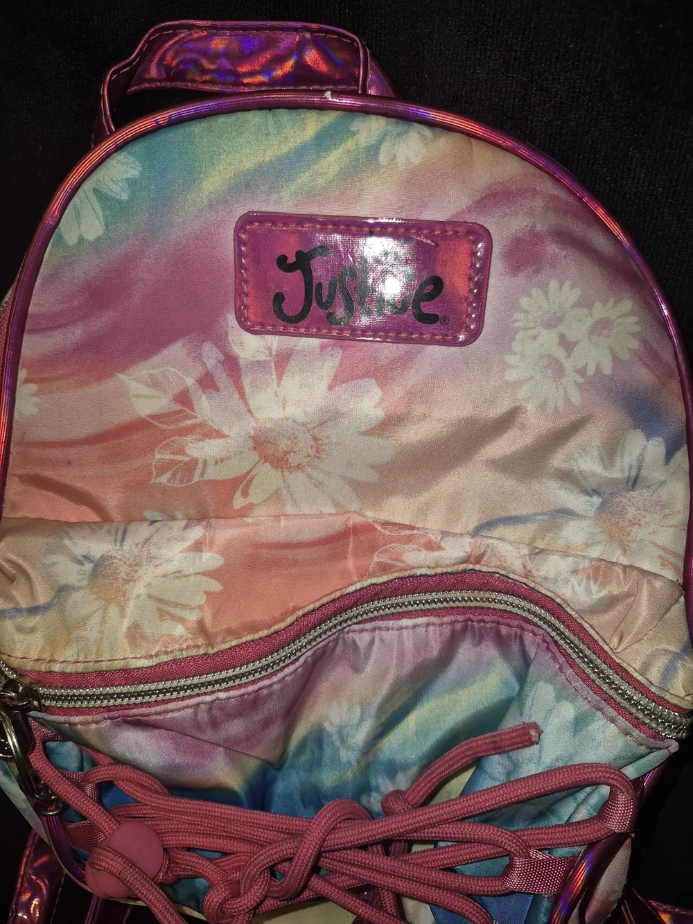 Justice Rainbow Floral Mini Backpack with Pink Accents